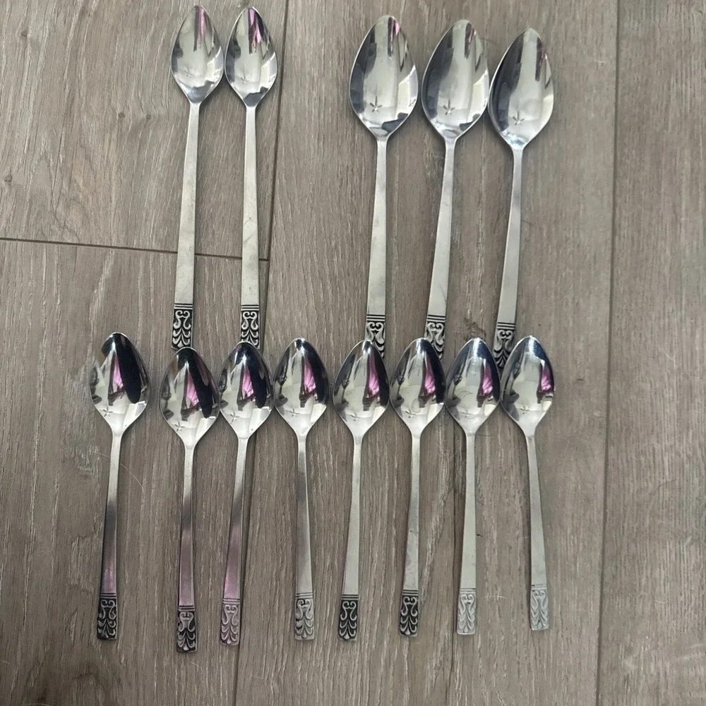 Vintage‎ Lot of 13 Spoons Pieces Carlyle CAMEO Stainless Flatware Hong Kong